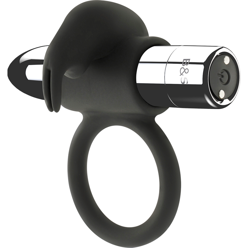 Cockring Vibrant Burton Rechargeable Silicone 10 Modes - Black&Silver