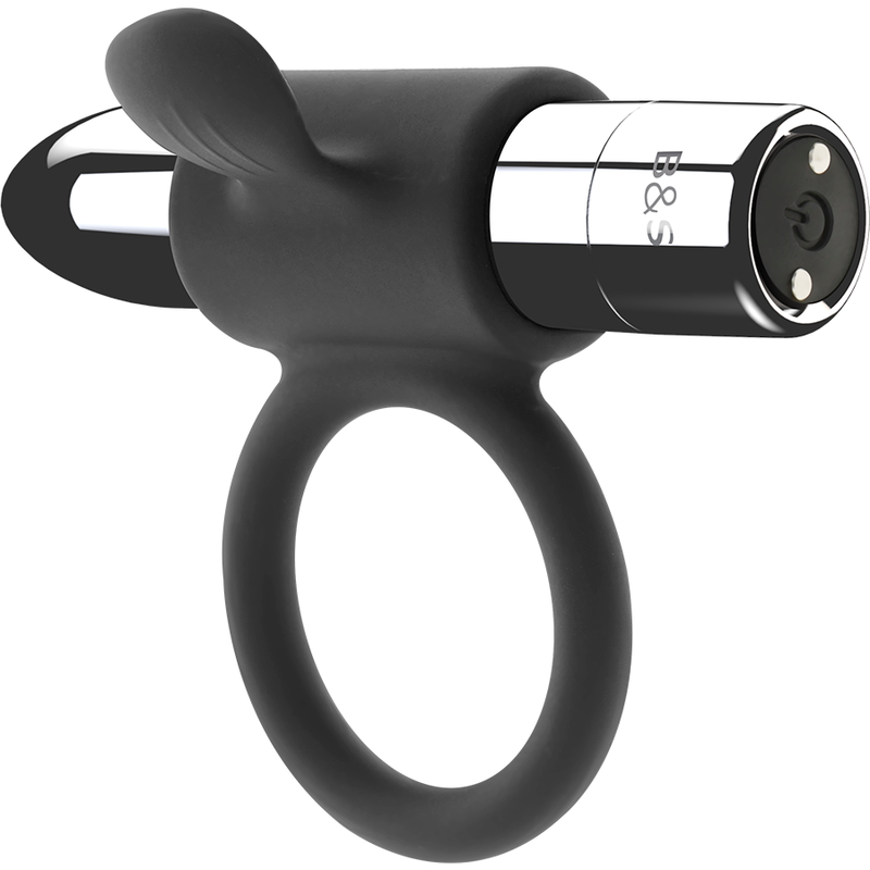 Anneau Vibrant Rechargeable Cameron - 10 Modes Silicone - Black&Silver