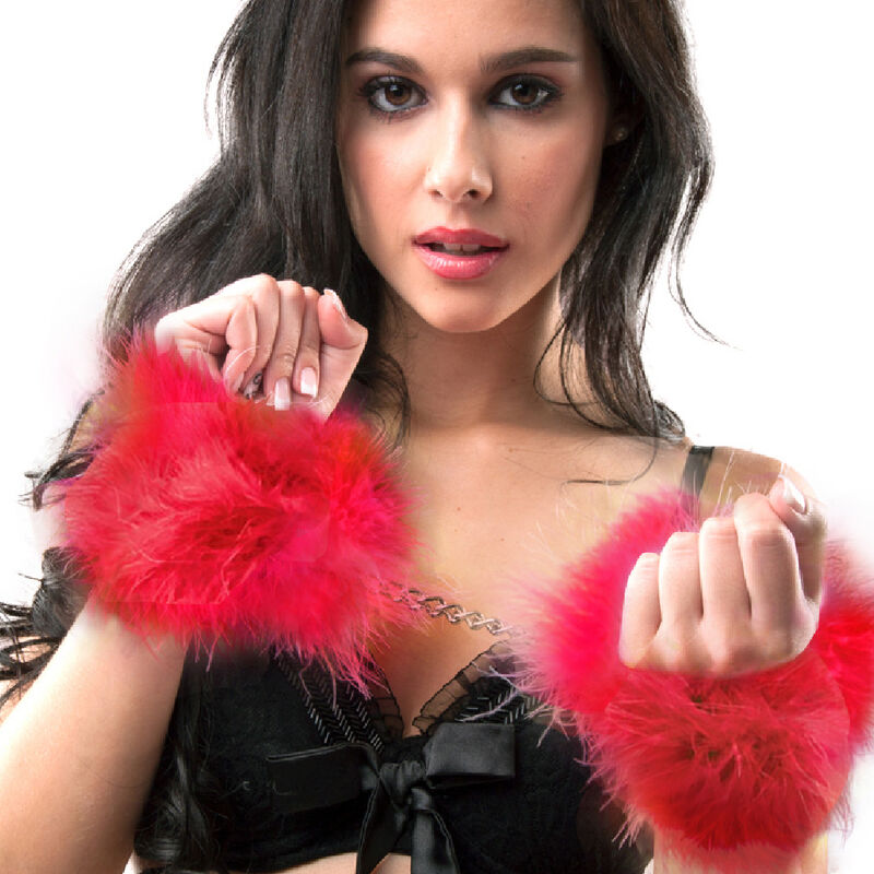 Menottes Plumes Marabou Chaîne Aluminium - Secretplay