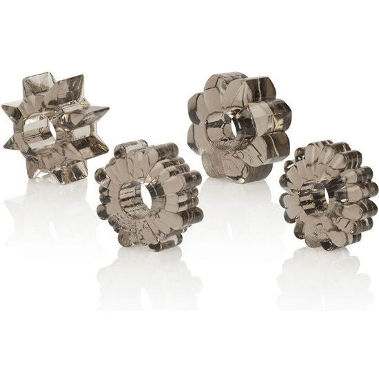 Kit 4 Cockrings Texturés Extensibles TPR Essentials de Base - CalExotics