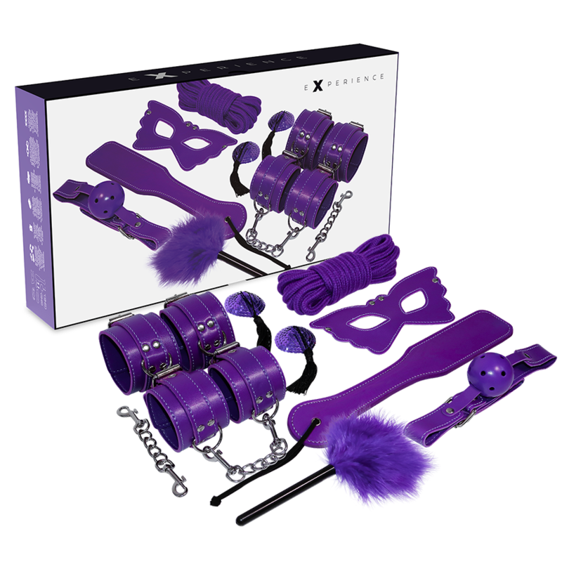 Kit BDSM 8 Pièces Cuir Synthétique - Bondage Complet - Experience