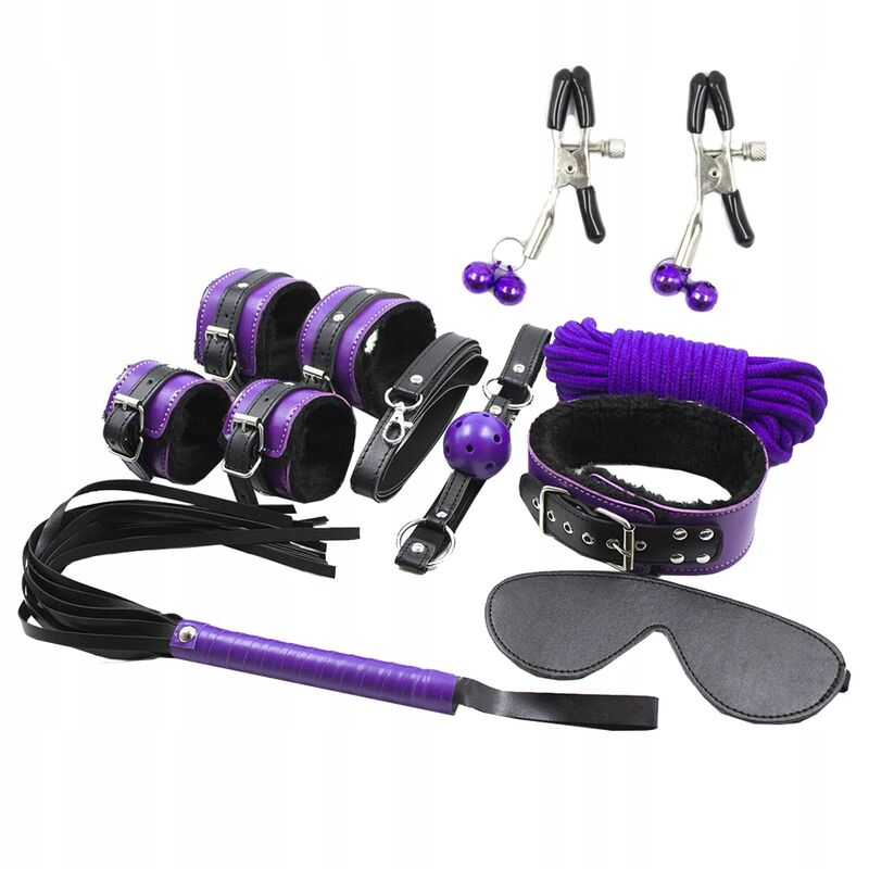 Kit BDSM Bondage Complet 8 Pièces Cuir Synthétique Débutant - Secretplay