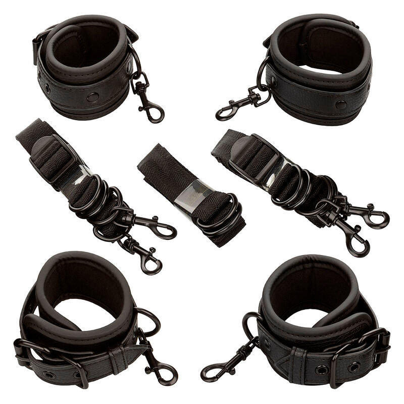 Kit Contention de Lit Nocturnal Cuir 4 Manchettes Réglables - CalExotics