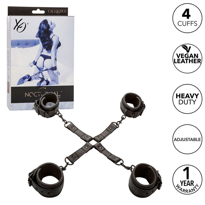 Kit Hog Tie BDSM Nocturnal 4 Menottes Réglables Ajustable Noir - CalExotics