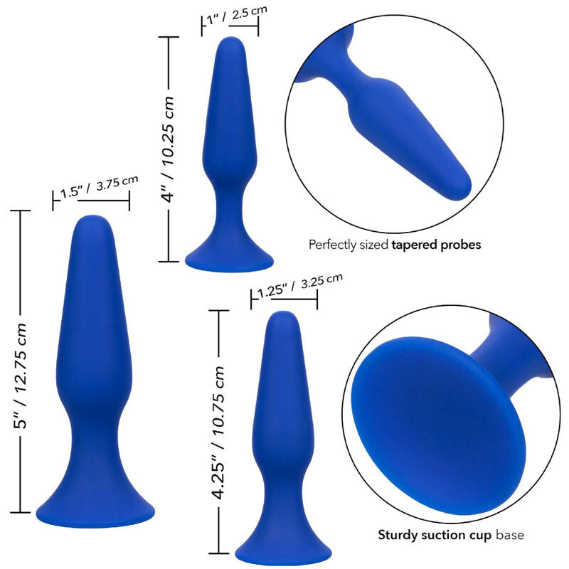 Kit Plug Anal Admiral 3 Tailles Graduées Ventouse Bleu - CalExotics