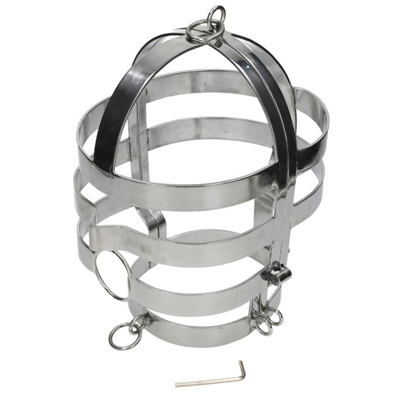 Masque BDSM Acier avec Collier Intégré Ouverture Buccale - Metal Hard