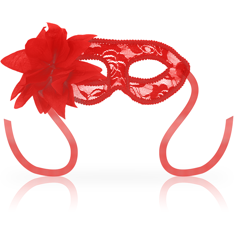Masque Vénitien Dentelle et Fleur Rouge Taille Unique - Ohmama