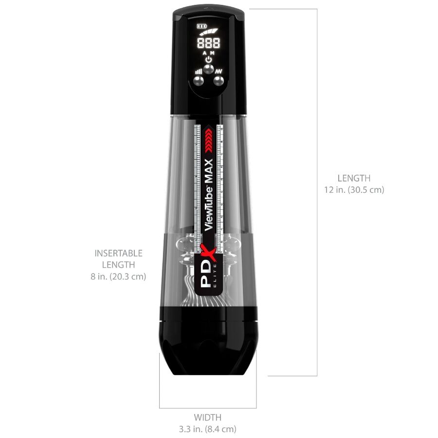 Masturbateur Automatique ViewTube Max View Aspiration Transparente LED - PDX Elite
