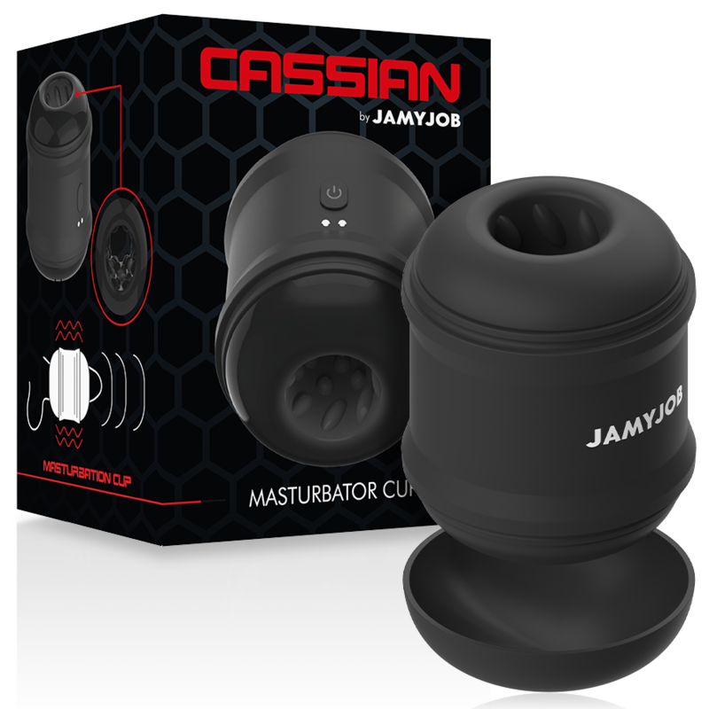 Masturbateur Cup Vibrant Cassian Compact Tunnel Ouvert IPX7 - Jamyjob