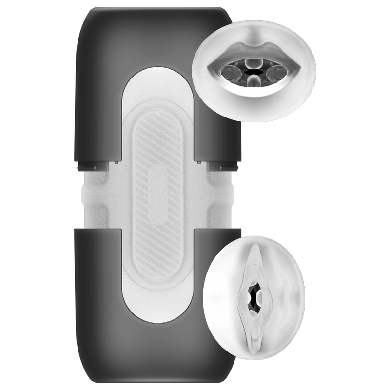 Masturbateur Double Entrée Turbo Vagin et Bouche Texturé - Jamyjob