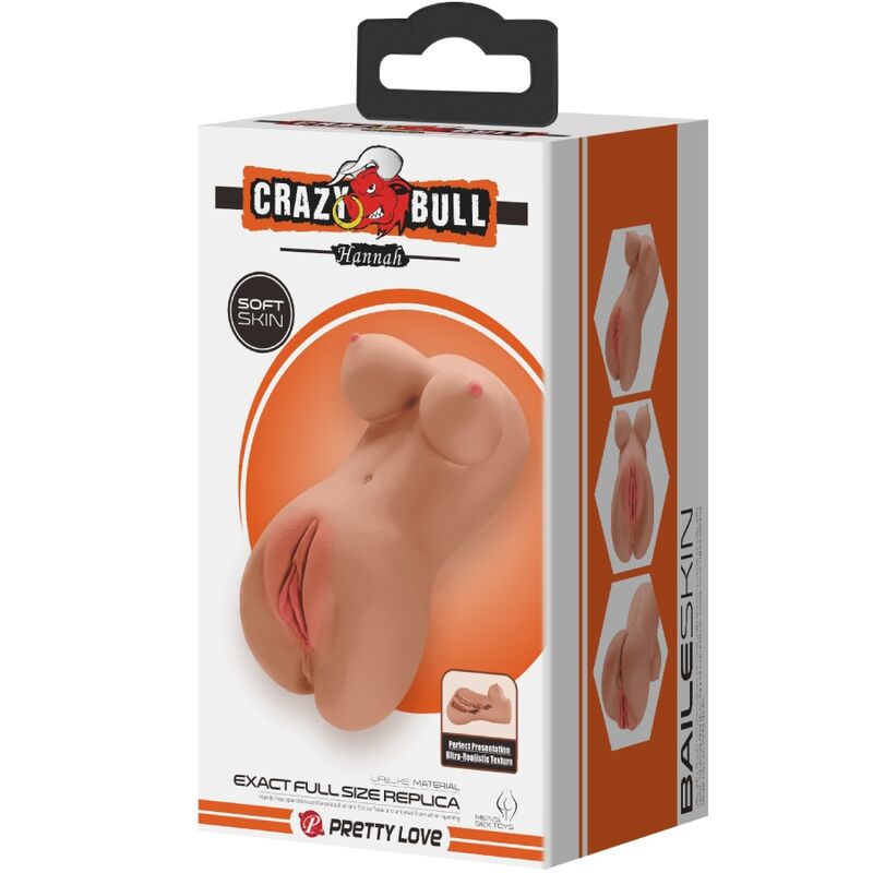 Masturbateur Double Vagin & Anus Hannah Réaliste Étanche TPR - Crazy Bull