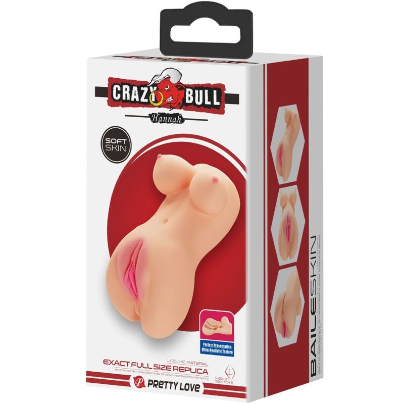 Masturbateur Réaliste Hannah Double Entrée Vagin et Anus Texturé - Crazy Bull