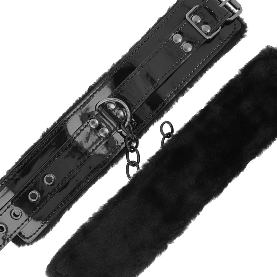 Menottes BDSM Cuir Ajustables avec Cadenas Poignets Chevilles - Darkness