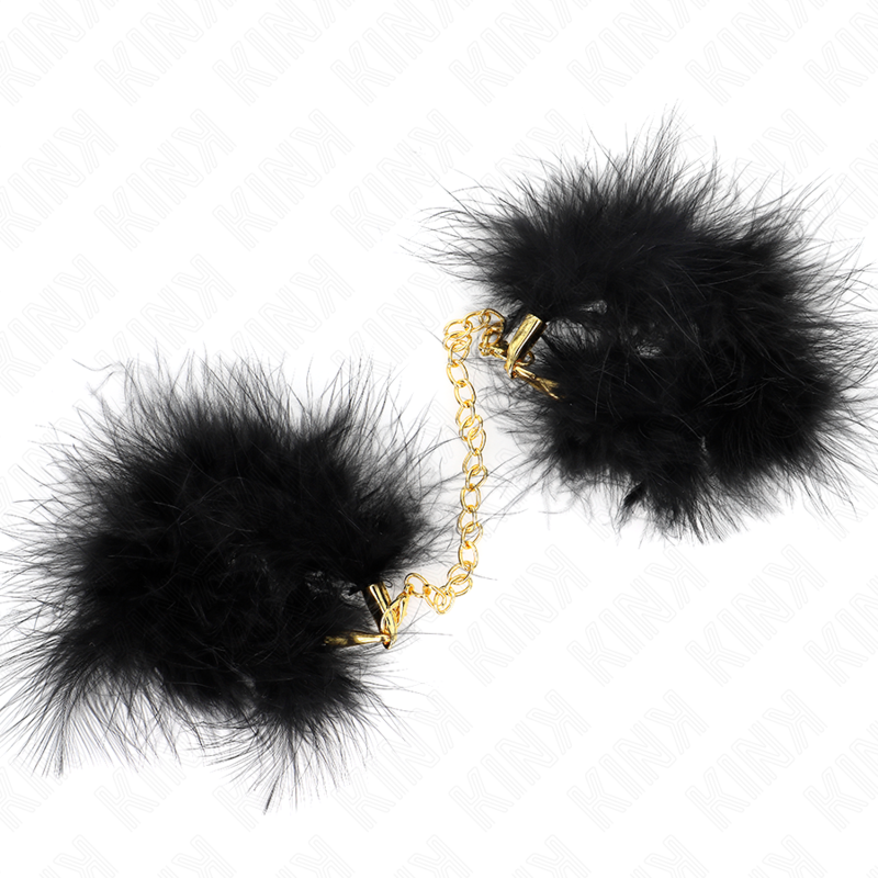 Menottes BDSM Plumes Manchettes Chaîne Dorée Confort - Kink