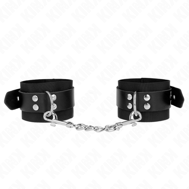 Menottes BDSM Poignets Nylon Sangle Cuirette Ajustable 19-29 cm - Kink