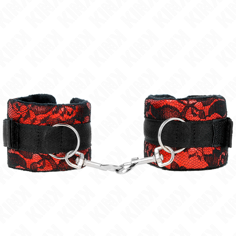 Menottes Courtes Dentelle Velours Reliure Nylon 23 cm - Kink