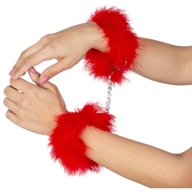 Menottes Plumes Marabou Chaîne Aluminium - Secretplay