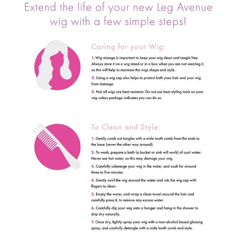 Perruque Longue Lisse Frange Droite Rose Vibrant - Leg Avenue