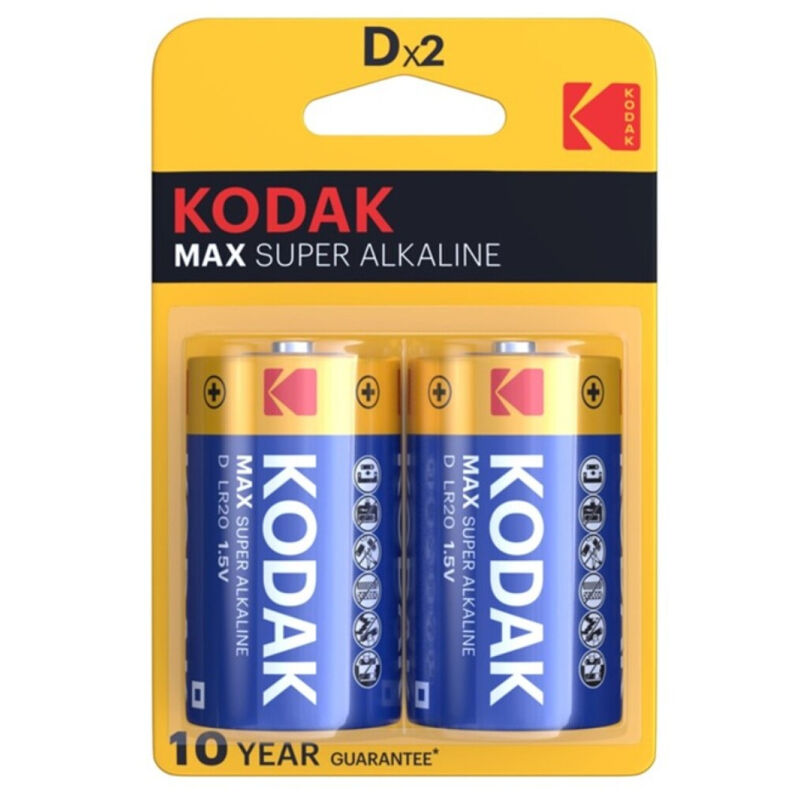 Piles Alcalines Max D LR20 1,5V Lot de 2 - Kodak