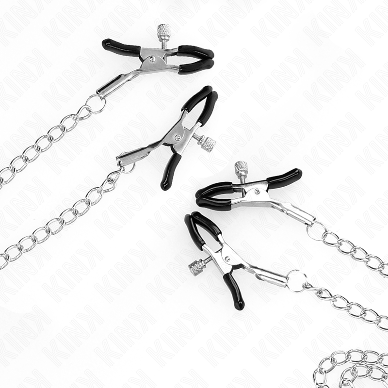 Pinces à Tétons et Clitoris Réglables Lot de 4 Argent - Kink
