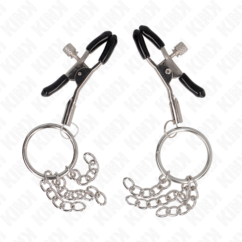 Pinces à Tétons O-Ring et Chaîne Argentée 6 cm Réglables - Kink