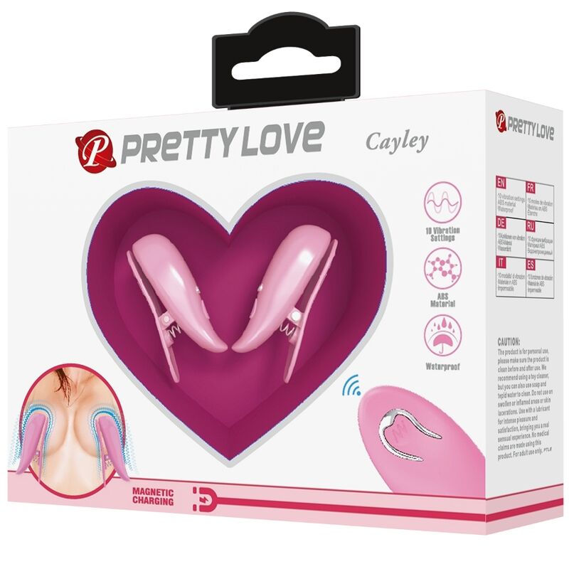Pinces à Tétons Vibrantes Cailey 10 Modes Télécommande Sans Fil - Pretty Love