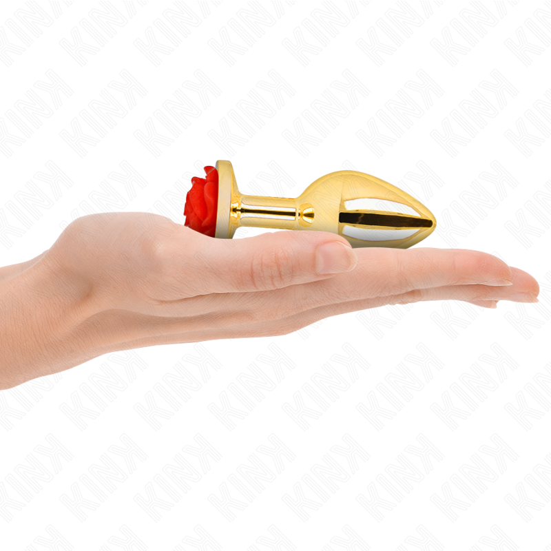 Plug Anal Bijou Rose Rouge Acier Inoxydable - Kink