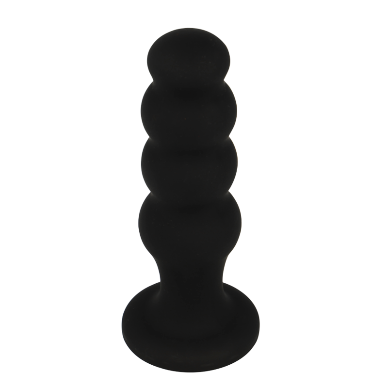 Plug Anal Scott Silicone Texturé Tête Flexible Toucher Velours - Black&Silver