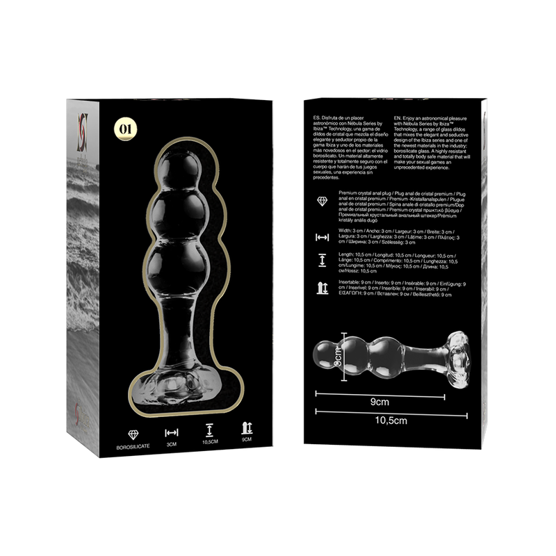 Plug Anal Verre Borosilicate Nebula Modèle 1 Transparent 10,5 cm - Nebula Series By Ibiza