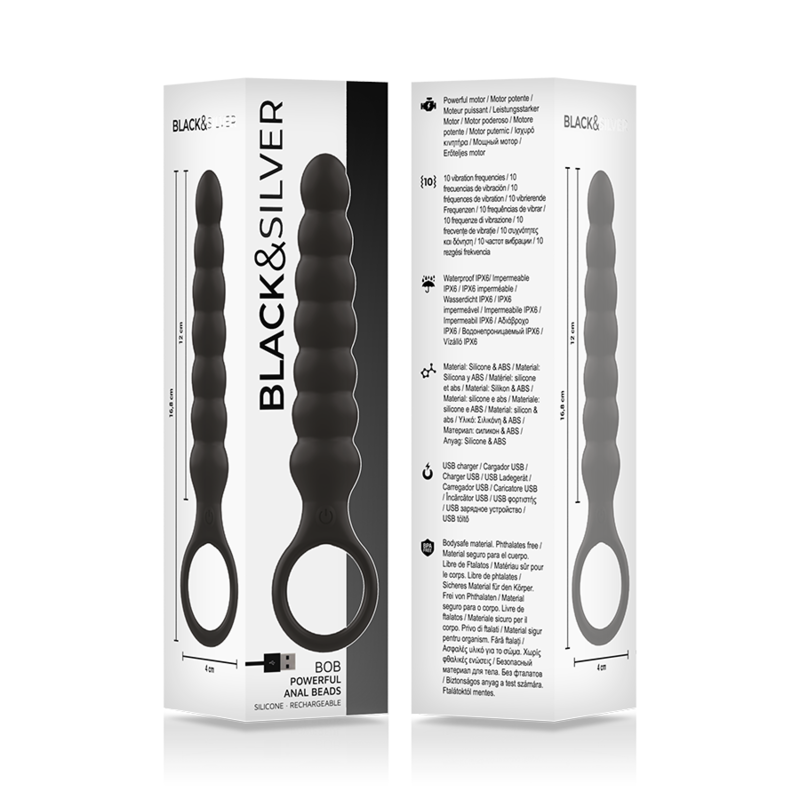 Plug Anal Vibrant Bob Silicone Doux 10 Modes Rechargeable - Black&Silver