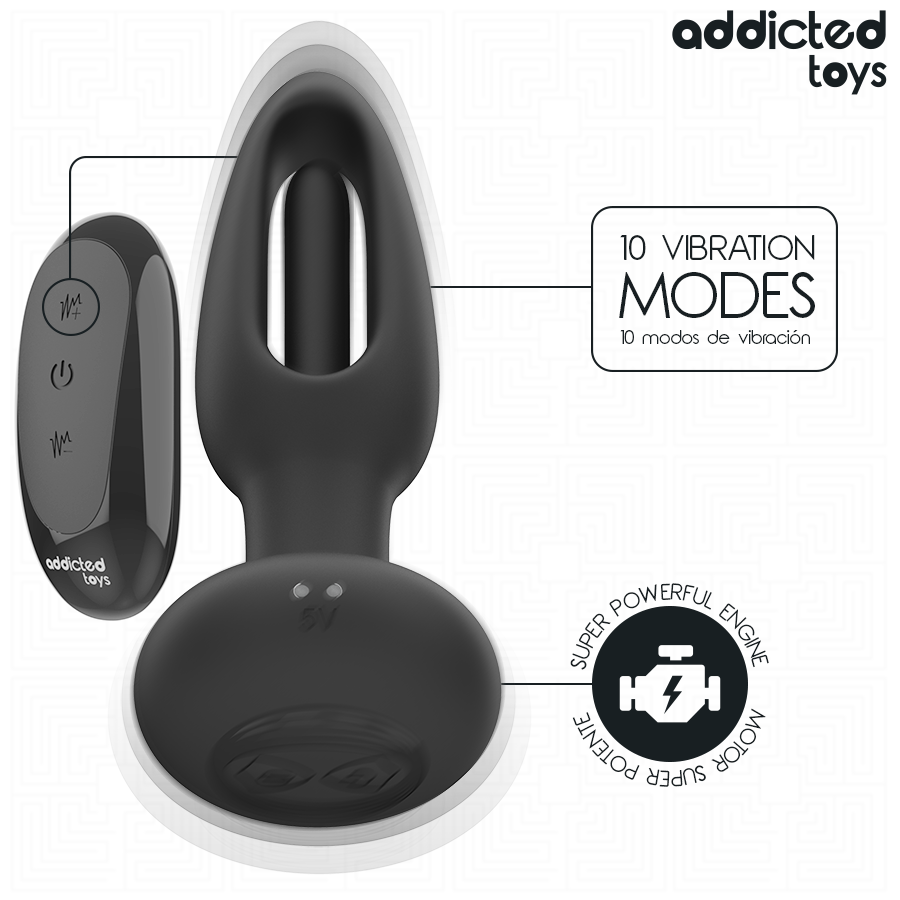 Plug Anal Vibrant Langue Oscillante Télécommande 10 Modes - Addicted Toys