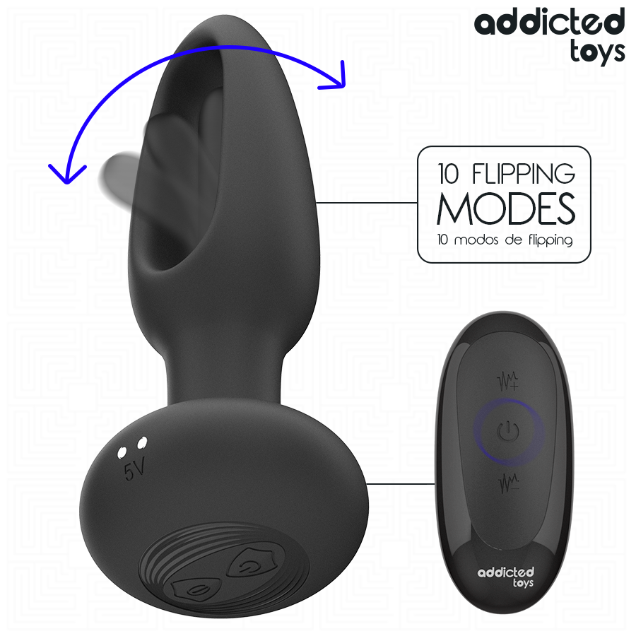 Plug Anal Vibrant Langue Oscillante Télécommande 10 Modes - Addicted Toys