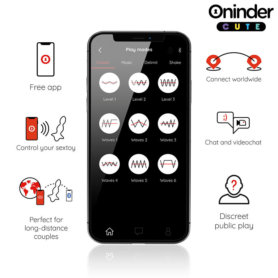 Plug Anal Vibrant Love Butt 9 Modes Connecté Application - Oninder