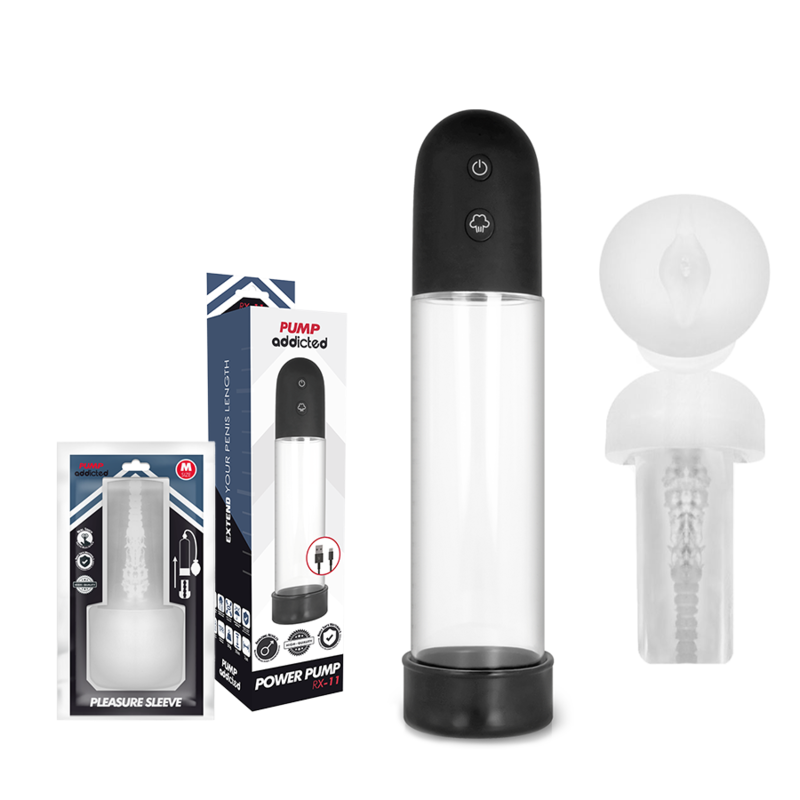 Pompe à Pénis Automatique RX11 avec Masturbateur Cylindre Transparent - Pump Worx