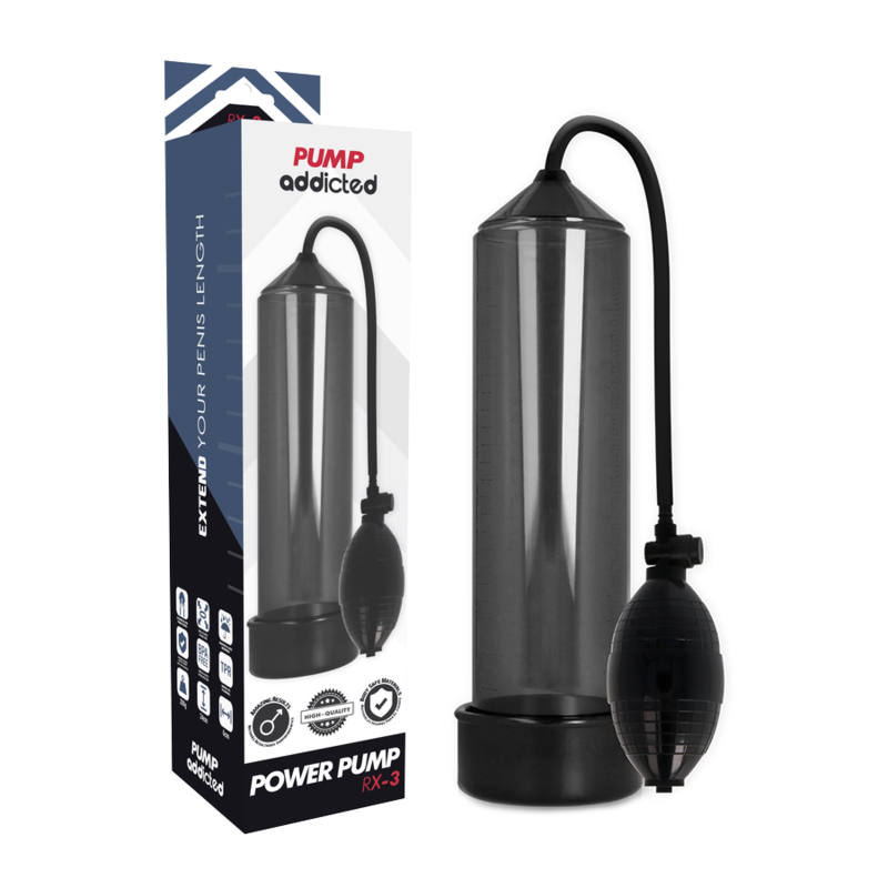 Pompe à Pénis Manuelle RX3 Cylindre Transparent 2 Coloris - Pump Addicted