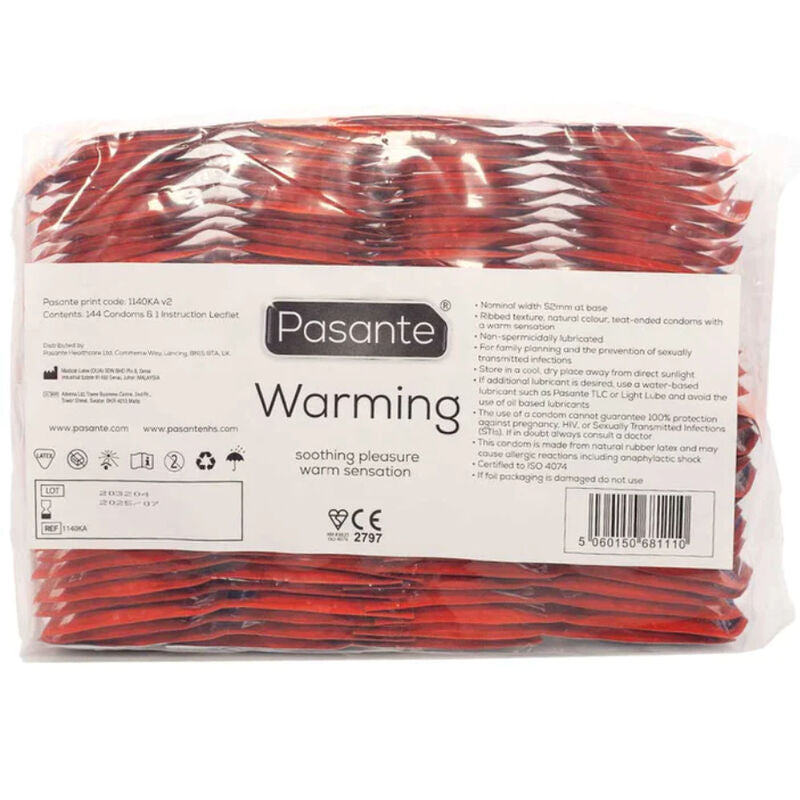 Préservatifs Effet Chauffant Calor Nervurés Sac 144 Unités - Pasante