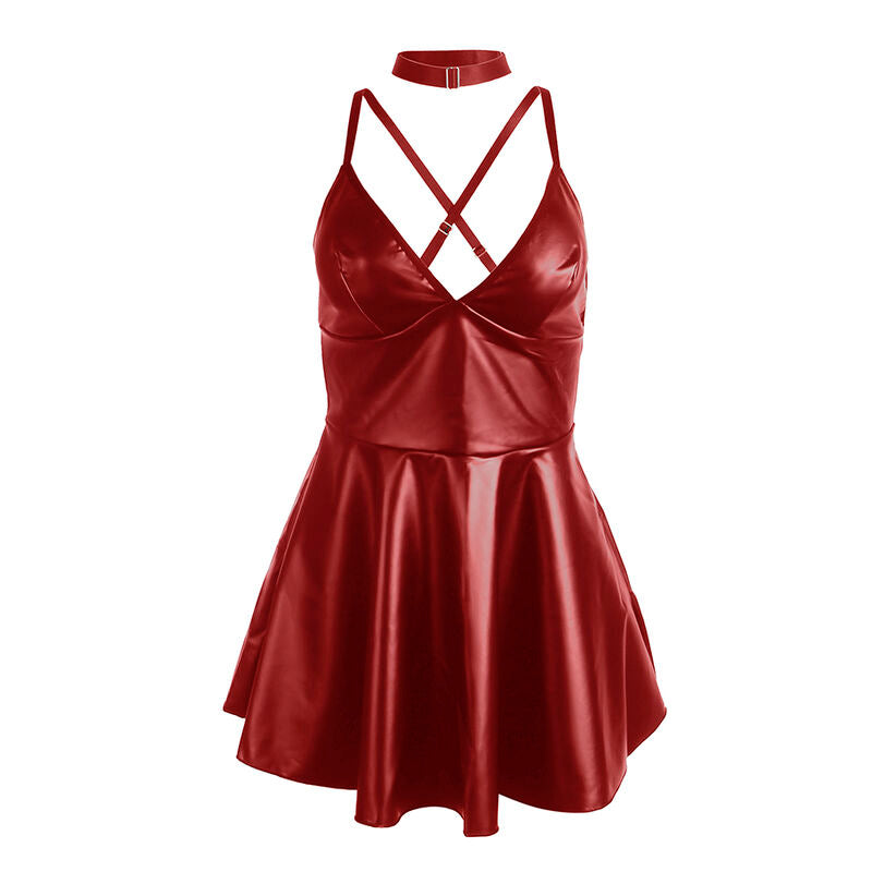 Robe Lingerie Bretelles Fines Finitions Cuir PU 4 Coloris - Subblime