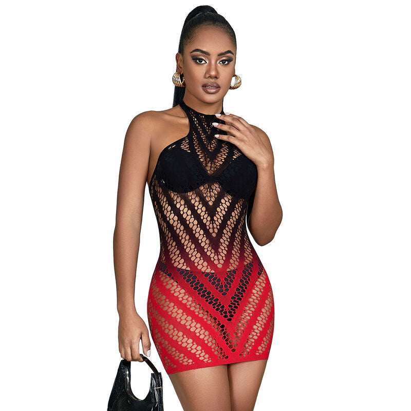 Robe Résille Élastique Dégradé Rouge et Noir Taille Unique - Subblime