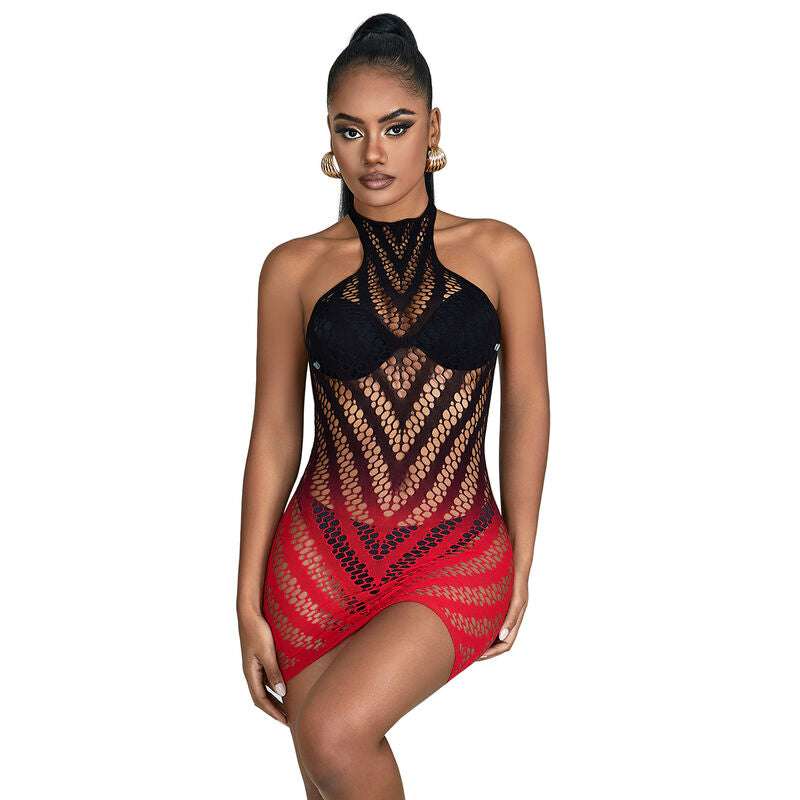 Robe Résille Élastique Dégradé Rouge et Noir Taille Unique - Subblime