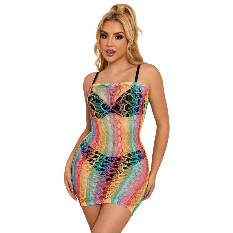 Robe Résille Épaules Nues Arc-en-Ciel Taille Unique - Subblime