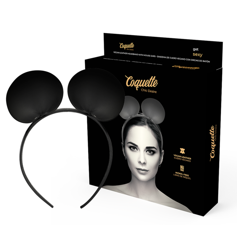 Serre-Tête Oreilles de Souris Cuir Végétalien Accessoire Sensuel - Coquette