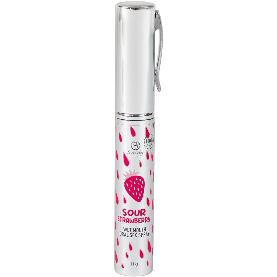 Spray Buccal Sexe Oral Fraise Acidulée Comestible 11g - Secretplay