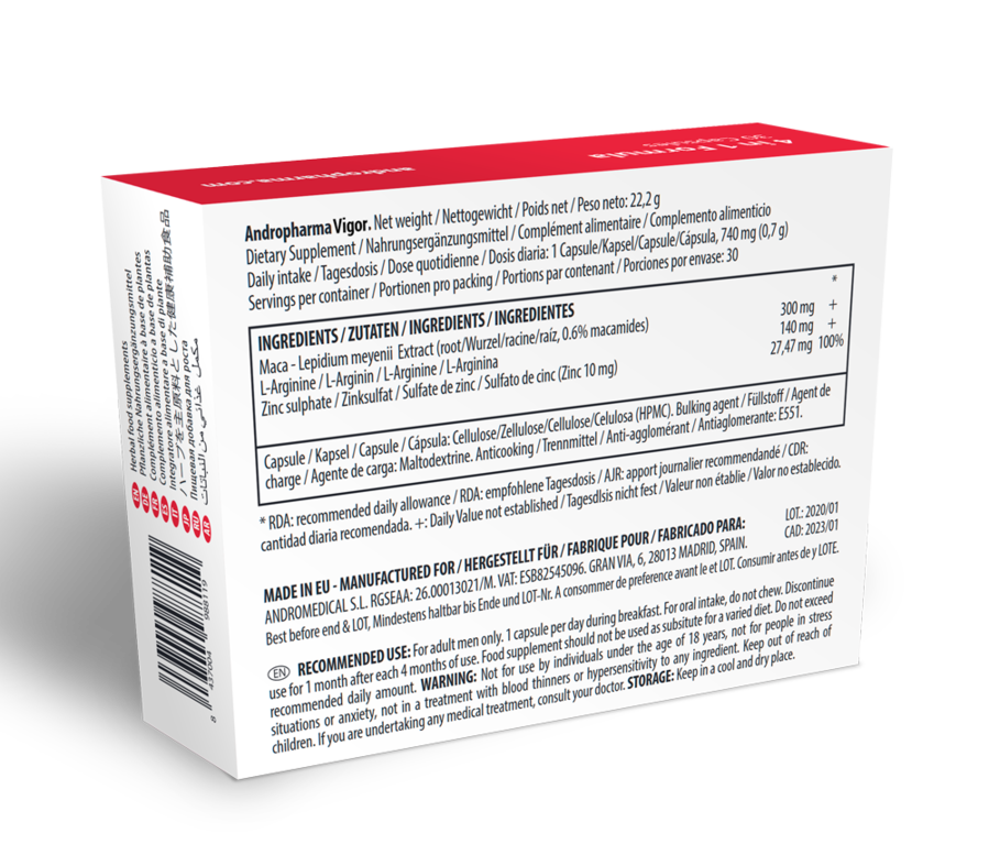 Stimulant Libido Vigor Complément Plantes Maca Ginseng - Andro Medical