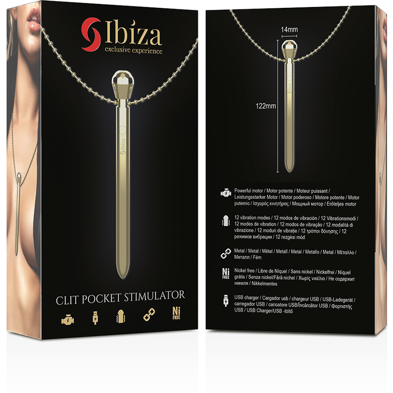 Stimulateur Clitoridien de Poche Doré Collier 12 Modes Rechargeable - Ibiza Technology