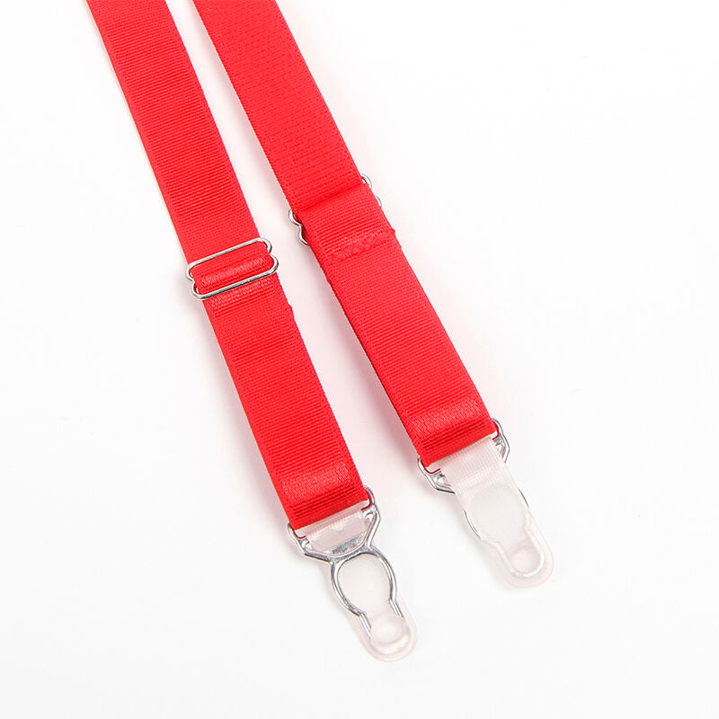 SUBBLIME - 955267 ENSEMBLE SOUTIEN-GORGE BONDAGE ROUGE AVEC JARRETELLE L/XL