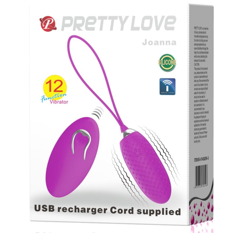 Œuf Vibrant Joanna Télécommandé 12 Modes Rechargeable Étanche - Pretty Love