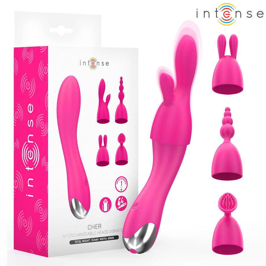 Vibromasseur Clitoridien Cher 4 Embouts Interchangeables 20 Modes - Intense