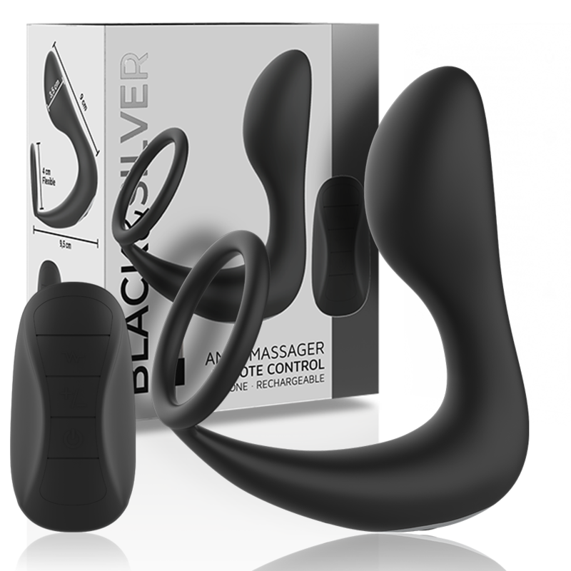 Vibromasseur Couple Anal Télécommandé 2 Moteurs 10 Modes Rechargeable - Black&Silver