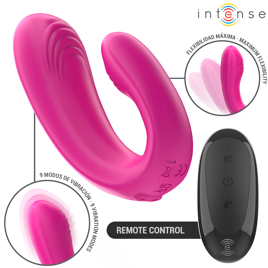 Vibromasseur Couple Janet Forme en U 2 Moteurs Télécommande 9 Modes - Intense