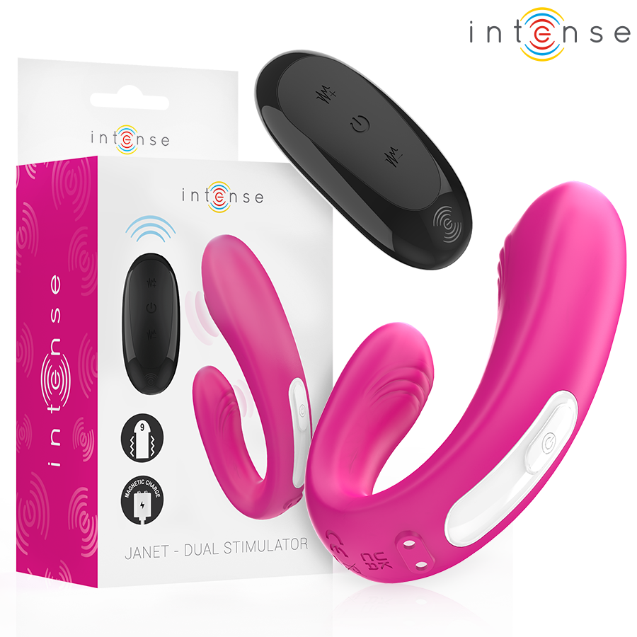 Vibromasseur Couple Janet Forme en U 2 Moteurs Télécommande 9 Modes - Intense